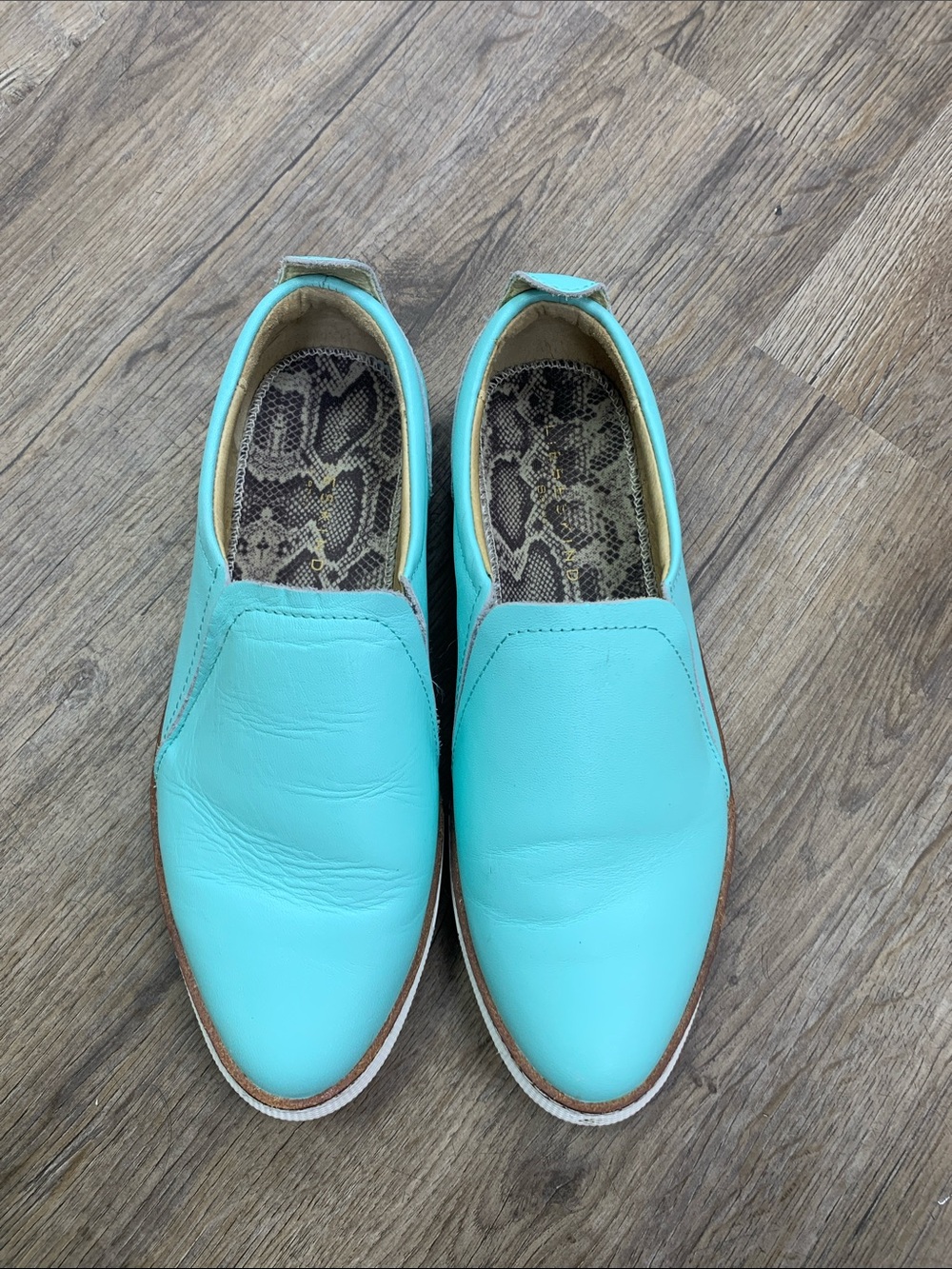 Liebeskind Turquoise Slip-On Leather Sneakers - Picture 1 of 4